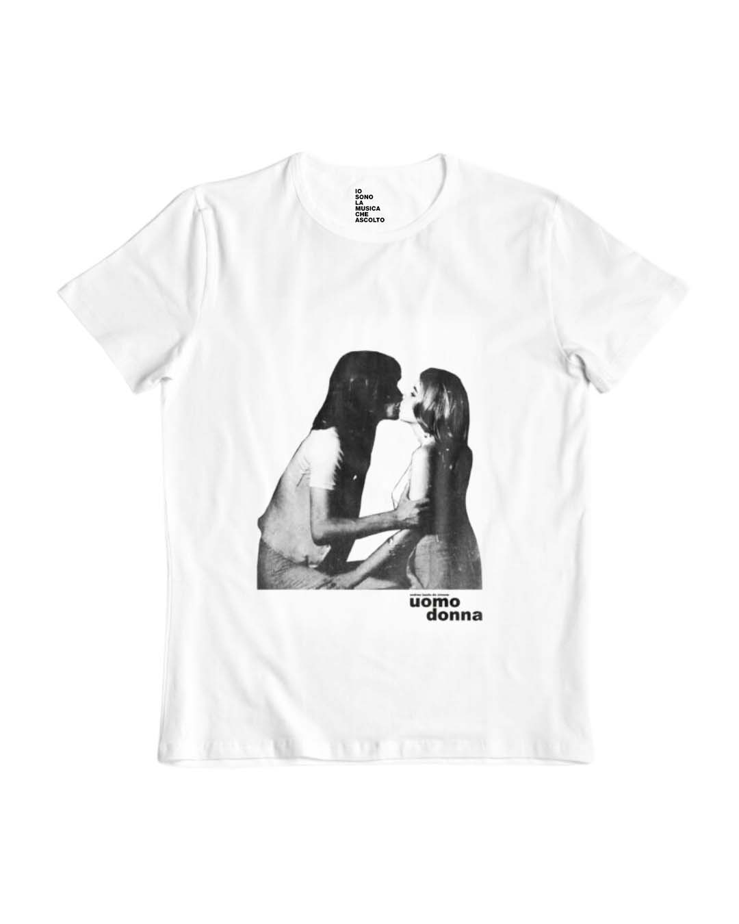 T-shirt di Uomo Donna di Andrea Laszlo De Simone. In 100% cotone organico, con stampa copertina originale della canzone sul davanti.